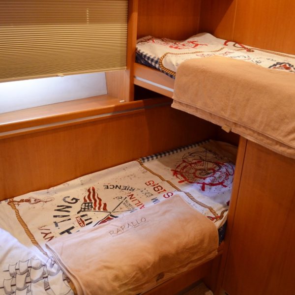 Yacht cabin with two beds